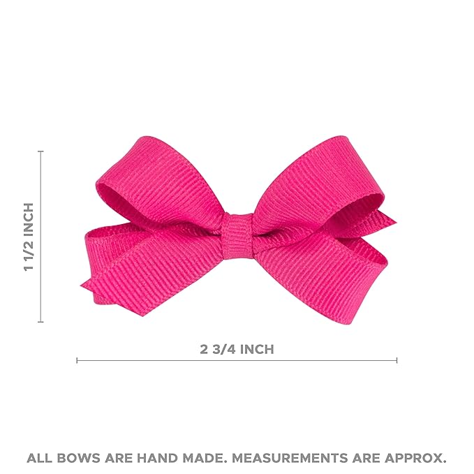 Wee Ones Baby Girl's Multipack Five Tiny Grosgrain Hair Bows, Red, Light Pink, White, Shocking Pink, and Hot Pink
