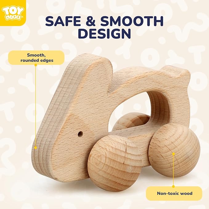 TOY Life Wooden Toys Cars, Montessori Baby Toys 6-12 Months, Wooden Baby Toys Rattle Cars for Toddlers 1-3, Baby Boy Nursery Decor, Montessori Toys for 1 Year Old Boy (Animal Set)