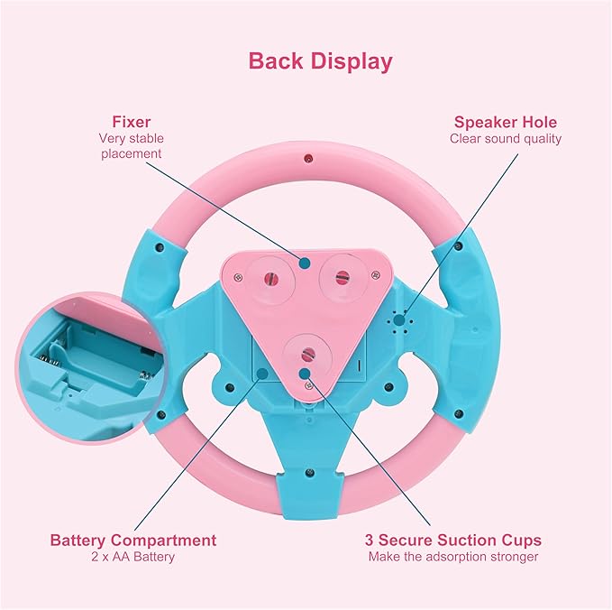 Kids Steering Wheel Toy Musical Toys,Toddler Steering Wheel for Kids for Car Backseat Stroller Attachment,Toddler for Car Seat