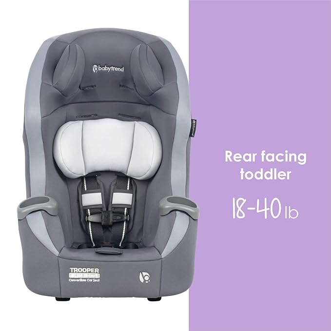 Baby Trend Trooper™ Slim 3-in-1 Convertible Car Seat, Dash Grey – Slim Fit, 3-in-1 Growth Modes, Lightweight Design, Adjustable Comfort Padding