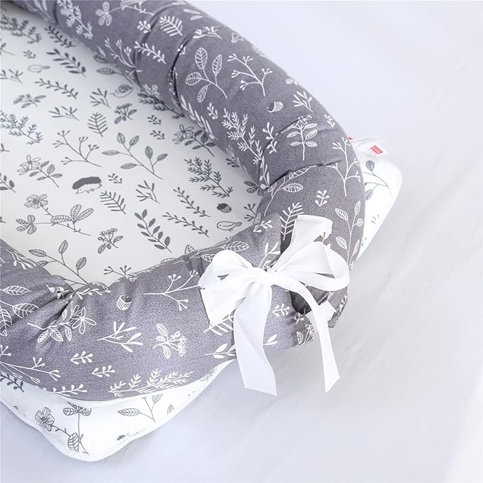 Baby Lounger for Newborn Portable Bag,Baby Play Mat Tummy Time with Strap,Awake-Time Pad Newborn Lounger Adjustable to 0-24 Months Home Travel(Calm Sprig)