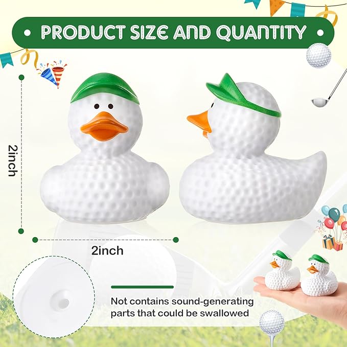 Deekin Rubber Ducks 2 Inch Bulk Sport Party Favors for Team Events Decorations Birthday Party Supplies Club Player Gift(24 Pcs,Golf)