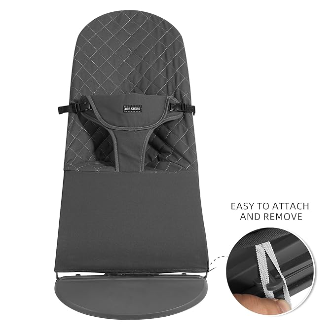iGRATENS Fabric Seat for Bouncer - Baby Bjorn Bouncer Cover Compatible with Balance Soft & Bliss Model, 100% Cotton, Skin -Friendly, Machine Washable, Black