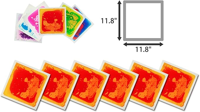 Art3d 2-Pack Liquid Fusion Floor Children Develop Mat Shapes, 11.8" x 11.8" Yellow-Red