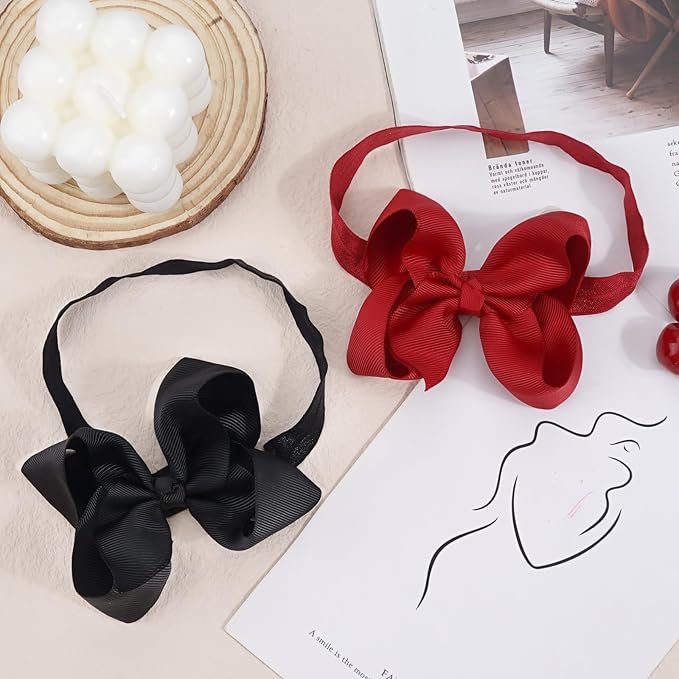 CellElection 40 Colors Baby Grosgrain Ribbon Hair Bows Headbands 4.5Inch Hair Bows Headbands Big Bow Hair Bands Hair Accessories for Baby Girls Infants Toddlers Newborns