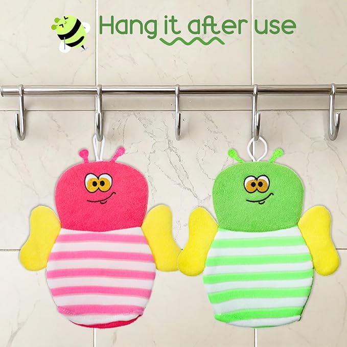 Sibba 10 Pcs Baby Bath Mitt Washcloths Gloves, Gentle Cute Exfoliating Wash Mitt Animal Pattern, Baby Mittens Bath Towel Glove Soft Scrub Toddler Wash Cloths Body Scrubber Bathing Loofah Infant Gloves