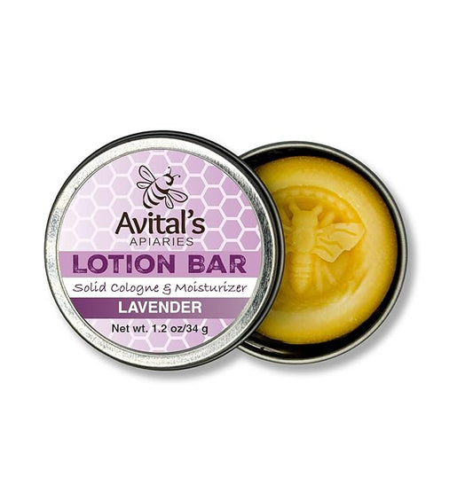 Avital's Apiaries Lavender Lotion Bar for Dry Skin – Solid Moisturizing Bar with Shea Butter & Beeswax, Natural Hand & Body Lotion, Long-Lasting, Travel-Friendly, Plastic-Free Skincare