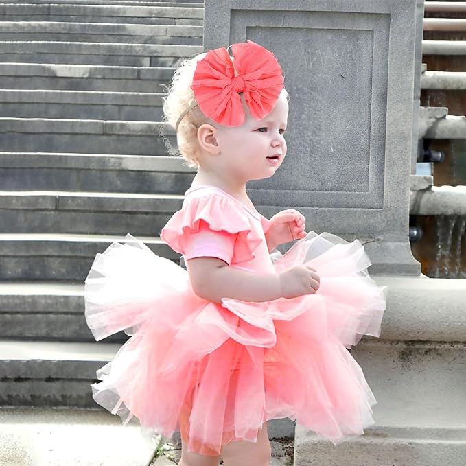 Baby Girls Soft Knot Headbands with Hair Bows Newborn Toddler Hairbands Infant Toddlers Kids Hair Accessories Blue Watermelon Red Light Yellow 3 PCS
