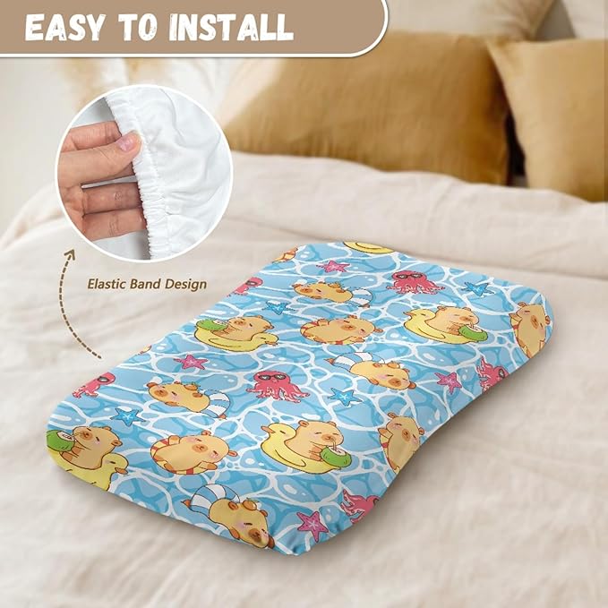 Summer Capybara Baby Lounger Cover for Boys Girls Newborn Infant Lounger Covers 31.5'' x 21.3'' Soft and Breathable Nest Replacement Slipcover Cute Octopus Print Snuggle Me Cover
