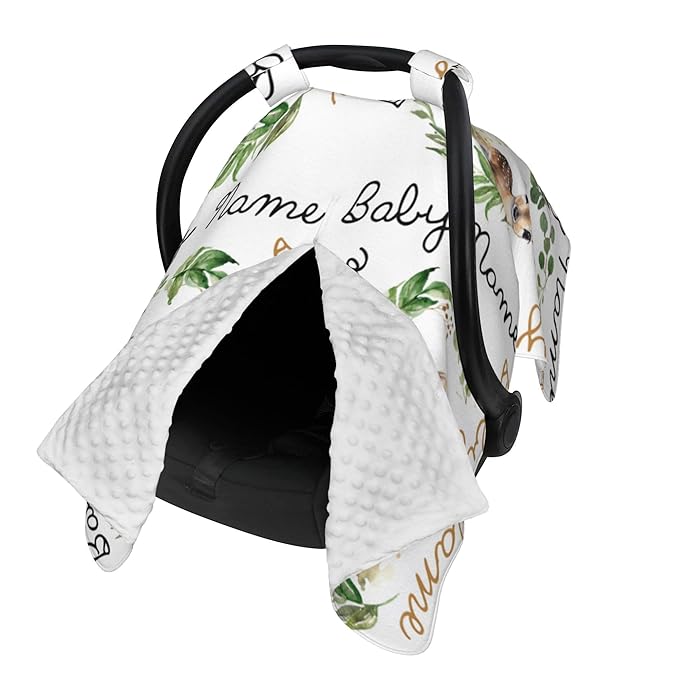 Winter Carseat Cover for Baby Personalized Deer Baby Car Seat Cover with Name Custom Minky Car Seat Canopy Boys Girls Infant Carrier Covers Nursing Cover Toddler Blanket