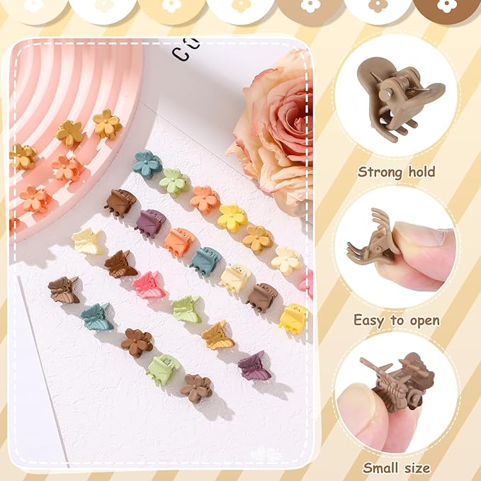 112 Pcs Baby Hair Clips - 3 Styles Mini Flower Butterfly Hair Clips Small Claw Clips for Girls Toddler Hair Accessories with Organizer Box