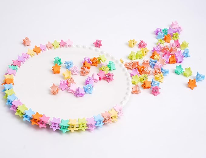 50 Pcs Colorful Mini Hair Claw Small Hair Clips Clamps Hair Accessories for Baby Girl Decorative Bun Tiny Hair Clips (Set-C)
