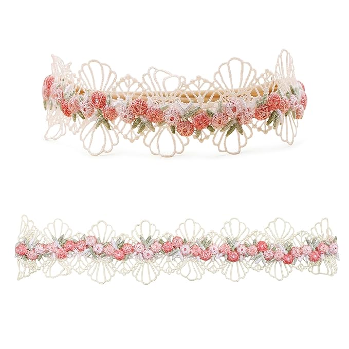 Baby Girl Flower Headbands and Bows, Stretchy Soft Nylon Floral Crown, 3pcs Handmade Hair Accessories for Newborn Infant Toddler