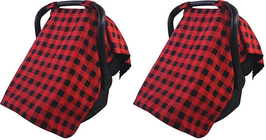 Hudson Baby Unisex Baby Reversible Car Seat and Stroller Canopy, Buffalo Plaid, One Size (Pack of 2)