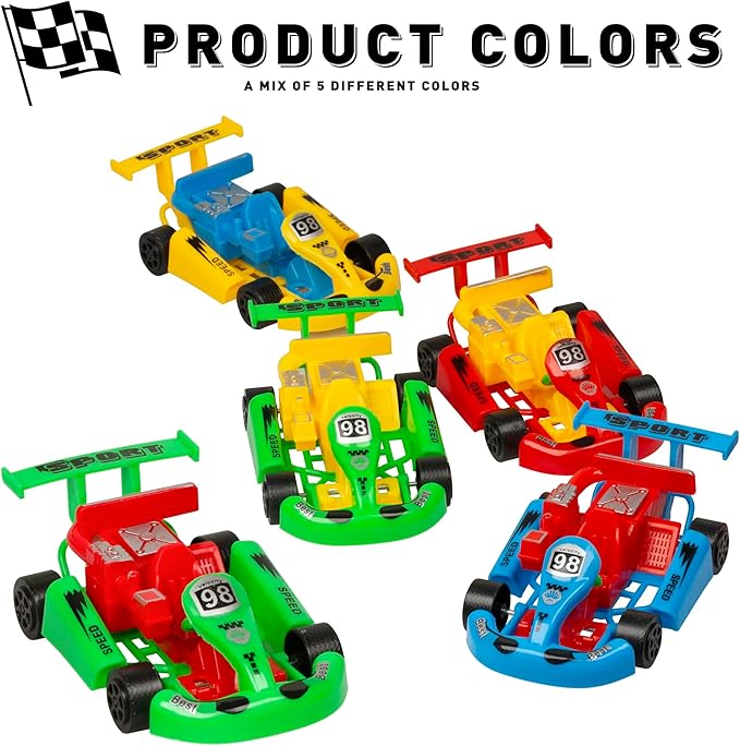 PROLOSO 16PCS Mini Go Karts Wind Up Car Assorted Little Pull Back Friction Powered Cars Themed Party Favors Kids Vehicle Toy Classroom Prizes Treasure Box Treat Bag Fillers