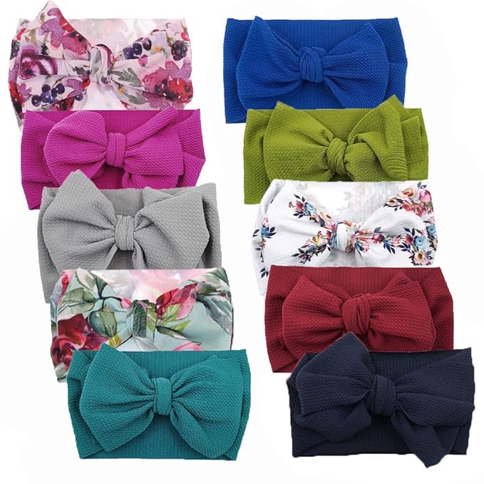 KIDOCHEESE Baby Girl Oversized Bows Headbands: Elastic Nylon Hair Wraps with Large Bows for Newborns, Infants, Toddlers and Kids