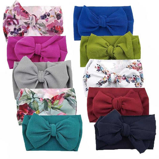 KIDOCHEESE Baby Girl Oversized Bows Headbands: Elastic Nylon Hair Wraps with Large Bows for Newborns, Infants, Toddlers and Kids