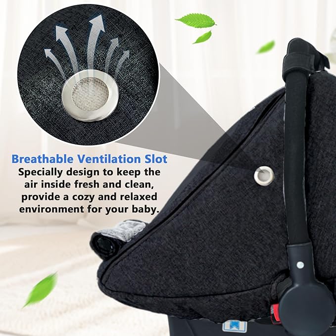 Fairy Baby Winter Car Seat Cover for Baby Carseat with Mesh Window(Black),Infant Warm&Cozy Car seat Covers Baby for Travel, Waterproof CarSeat Cover for Babies.