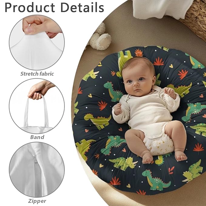 Newborn Lounger Cover, Green Dinosaur Soft Newborn Lounger Cover Removable Infant Lounger Cover Comfortable Lounger Slipcover Waterproof Infant Lounger Pillow for Boys Girls