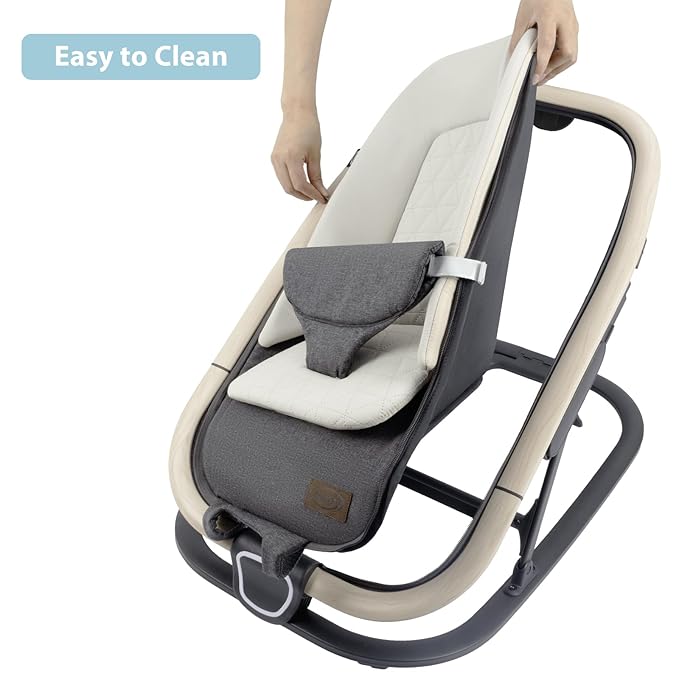 Noah 2-in-1 Baby Bouncer & Rocker - Portable Reclining Chair with Cushion & Toys for Infants 0-9 Months, Charcoal