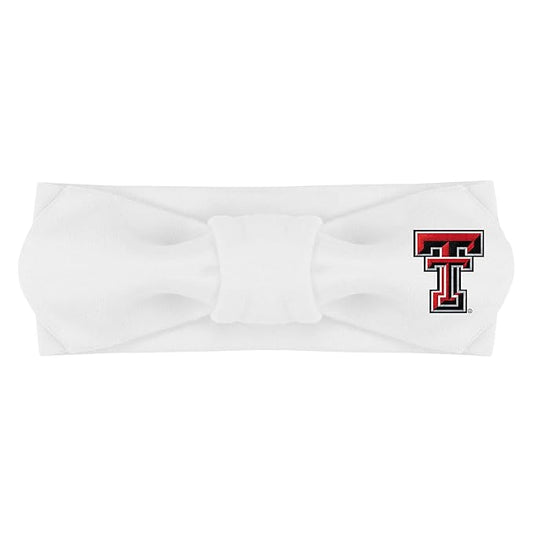 Creative Knitwear Texas Tech Red Raiders Infant Girls White Solid Hair Knot Headband Embroidered Logo - Size Newborn - 4T
