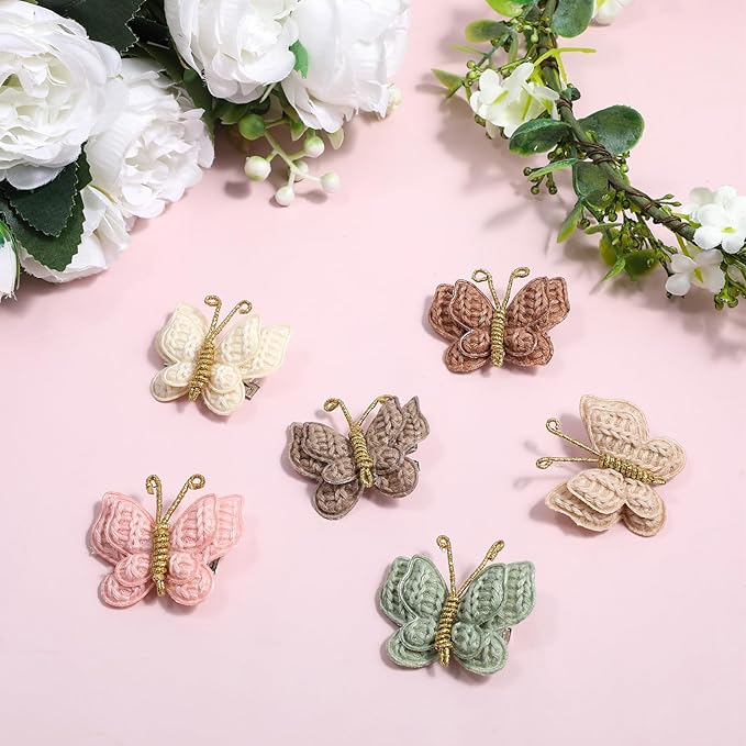 Toddler Hair Bows, 6pcs Bow Clips for Baby Girls, Mini Butterfly Clips Hair Accessories for Infants Baby Kids Fine Hair