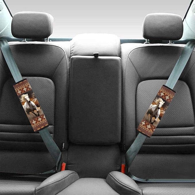 UNICEU Horse Aztec Geometric Print Car Seat Belt Cover for Adults, Kids, Car Safety Seatbelt Cushion Pads for Trucks SUV, Car Accessories, Shoulder Pad Seatbelt Pads
