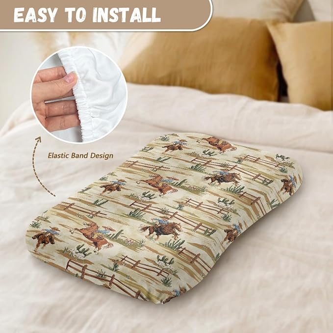 Western Cowboy Baby Lounger Cover for Boys Newborn Infant Lounger Covers 31.5'' x 21.3'' Soft and Breathable Nest Replacement Slipcover Snuggle Me Cover