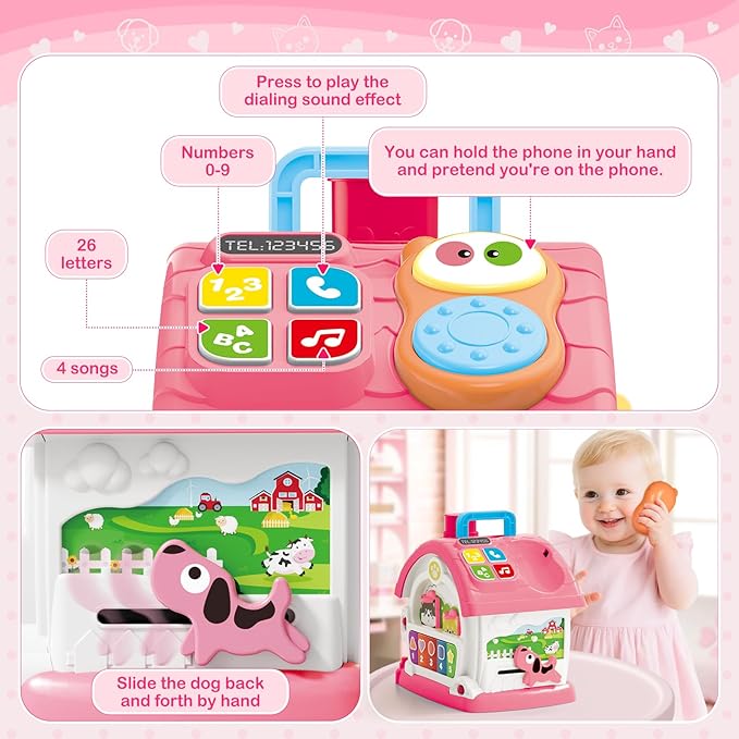 Montessori Toys for 1 Year Old Girl Gift, Musical Learning House with Lights & Sounds, Interactive Musical Toys for Baby Girls 12-18 Months,First 1st Birthday Gifts,Toddler Toy for 1,2,3 Year Old Girl