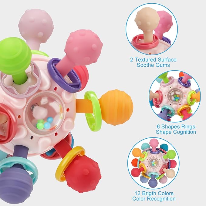 TOHIBEE Baby Montessori Sensory Teething Toys + Baby Teething Mitten for 0-6 6-12 Months