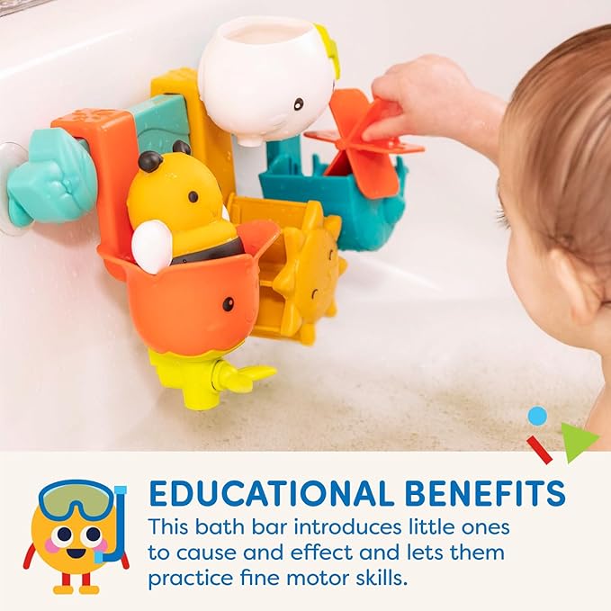 Battat – Baby Bath Toy Bar – 6 Removable Pieces & 2 Suction Cups – Stacking & Sorting Toys – Toddler Bath Toys – 12+ Months