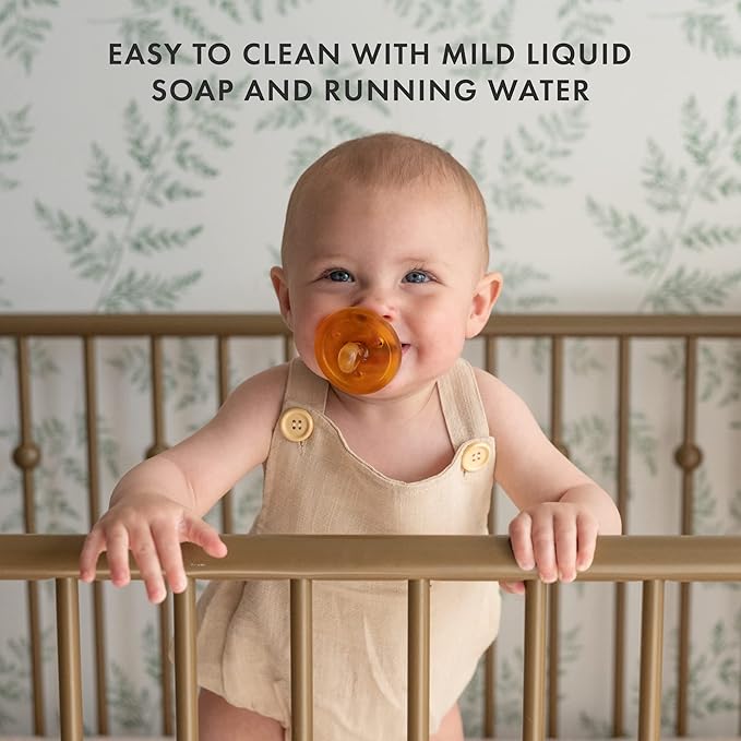Natursutten 2-Pack Natural Rubber Pacifiers - Safe & Soft BPA-Free Pacifier for Breastfeeding Babies, Made in Italy, Original Shield Round Nipple, 12-18 Months