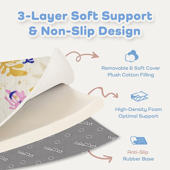 1.5" Thicker Baby Play Mat for Floor, 59x71 Removable & Machine Washable Cover Playpen Mat Softness Foam Mats, Easy-Clean Hygienic, Comfort Safety Kids Crawling Living Room (Undersea Corals)