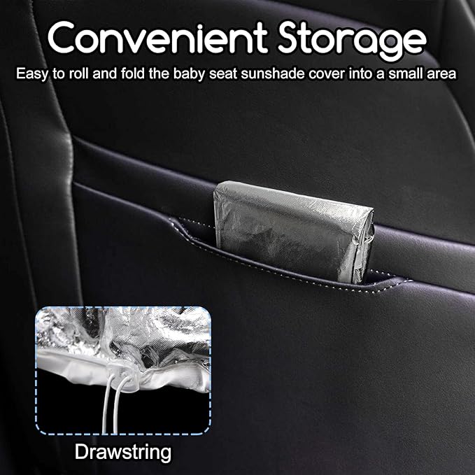 Baby Car Seat Sun Shade Cover,Toddler Car Seat Cooler Car Seat Heat Protector with Draw String,Block Sunlight UV Ray Keeps Baby Seat at A Cool Temperature,Baby Travel Accessories 42.5" x 29"