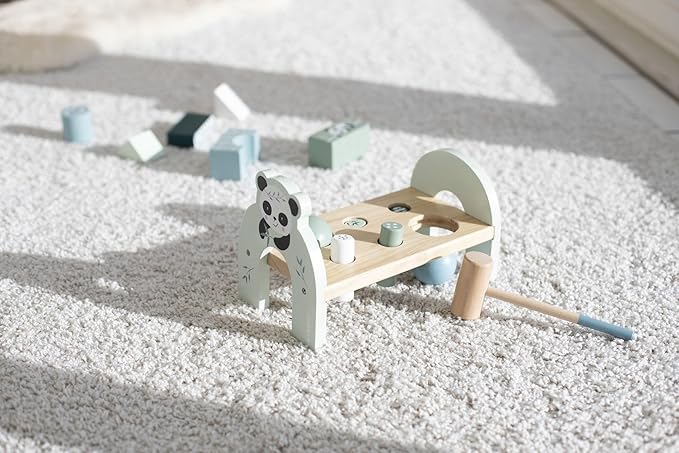 Eichhorn Wooden Hammering Bench - Colorful Motor Skills Toy for Toddlers with Hammer, Pegs and Balls, Promotes Coordination and Strength, Birch Wood, Age 1+