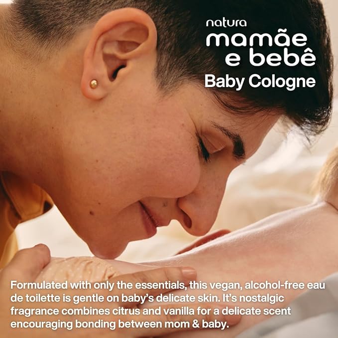 Natura - Mamãe e Bebê Mom & Baby Cologne | Gentle Fresh Scent for Babies | Alcohol-Free, Hypoallergenic, Pediatrician Tested, Vegan & Safe Daily Use – 3.4 fl oz (100 ml)