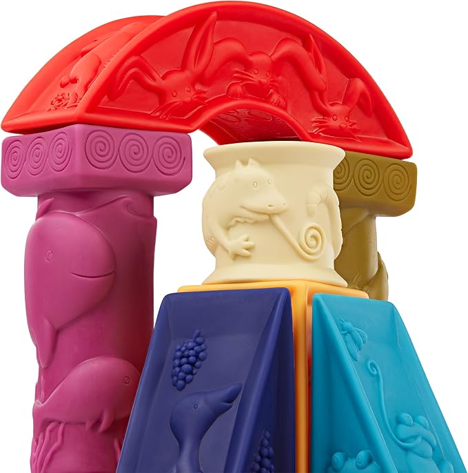 B. toys – Alphabet Learning Blocks for Babies & Toddlers – 26 Soft Squeezable ABC Blocks with Textured Animals – Educational Toys for Sensory Play, Bath Time & Early Development – 6+ Months