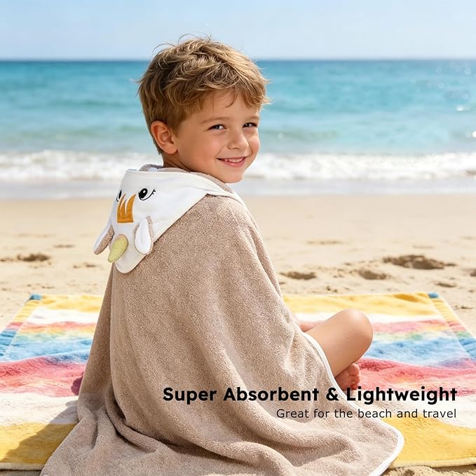 Baby Towels Toddler Bath Towels with Hood Super Soft & Absorbent Plush Fleece Hooded Towels for Baby Large 34x34 Inch (Coffee)
