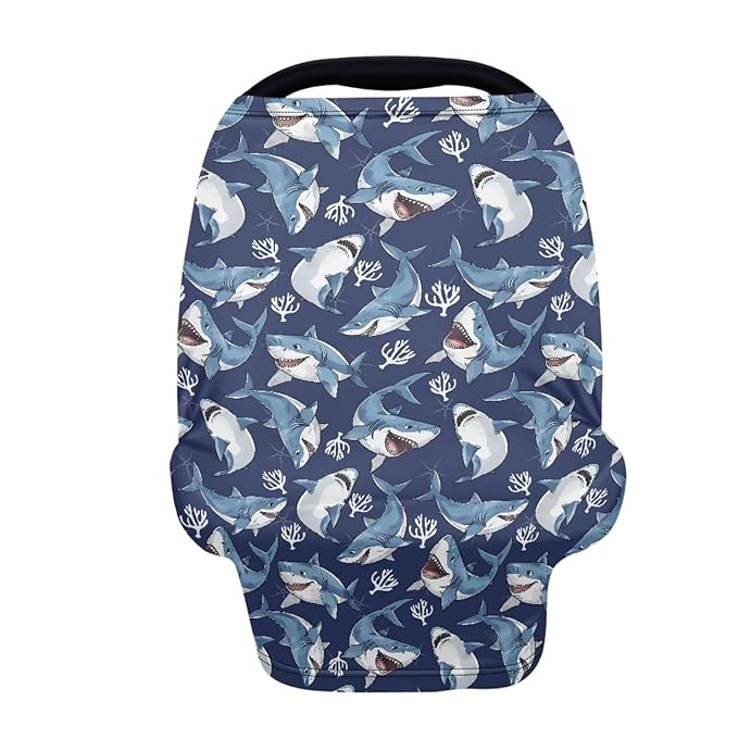 Breathable Car Seat Cover for Babies – Soft Nursing Cover for Breastfeeding, High Stretchy Infant Carseat Canopy, Beach Palm Tree
