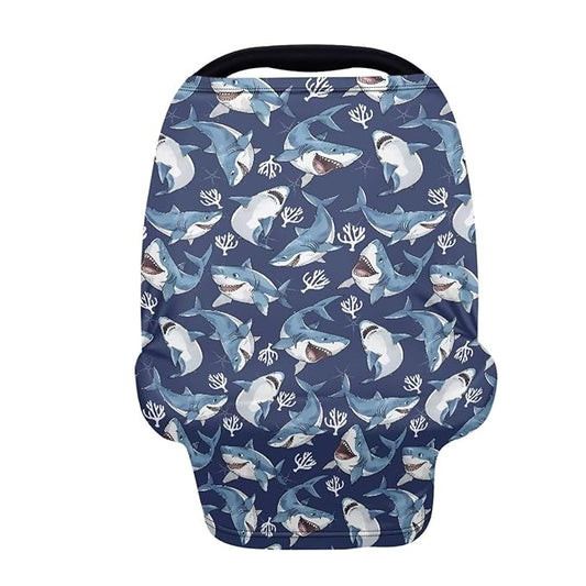 Breathable Car Seat Cover for Babies – Soft Nursing Cover for Breastfeeding, High Stretchy Infant Carseat Canopy, Beach Palm Tree