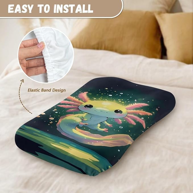 Green Axolotl Snuggle Me Lounger Cover for Baby Boys Girls Newborn Lounger Pillow Covers Soft Breathable Infant Nest Slipcover 31.5'' x 21.3''
