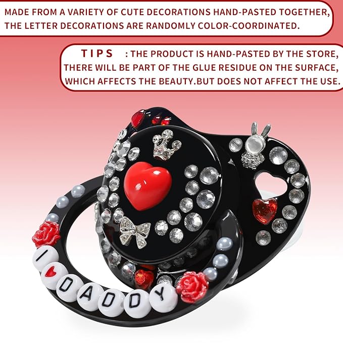 CutiePlusU Adult Sized Pacifier Dummy Big Shield DIY Handmade Black