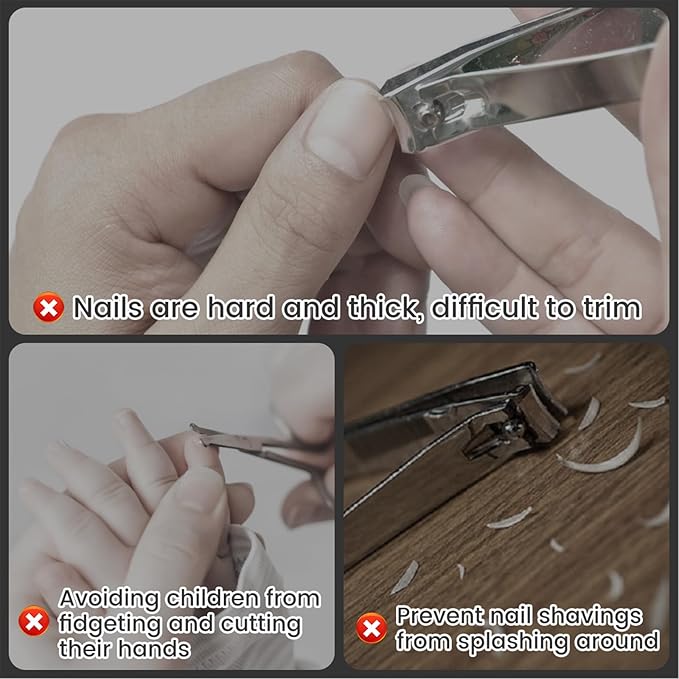 Electric Nail Clipper with Light and Nail Scraps 2 Speeds Portable Nail Clippers Rechargeable Nail Cutter Safety Fingernail Trimmer for Baby Kids Adults Seniors (White)
