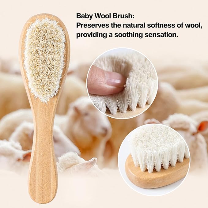 Baby Grooming Kit,Baby Health Care Kit,Baby Brush Soft Bristles Baby Nail Kit Nursery Care Kit Set (3pcs Wooden)