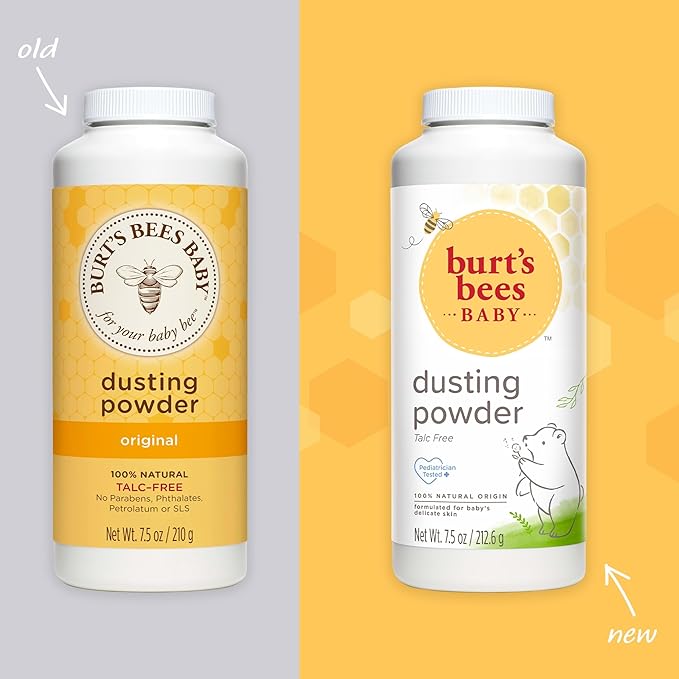 Burt's Bees Baby Dusting Powder, 100% Natural Origin, Talc-Free, Pediatrician Tested, 7.5 Ounces & Baby 100% Natural Multipurpose Healing Ointment, Face & Body Baby Ointment – 7.5 Ounce Tub
