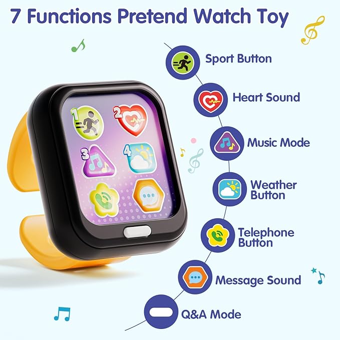 HOLA Toys for 1 Year Old Boys & Girls, 7 Functions Baby Musical Toy Watch, Learning & Travel Baby Toys 6-12-18 Months, Birthday Gift for Boys & Girls Christmas Stocking Stuffers