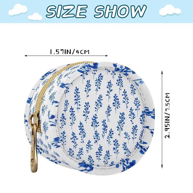 Pacifier Holder with Clip Pacifier Case for Diaper Bag Round Baby Pacifier Pouch Box Bag Portable Small Bluebonnet Flower