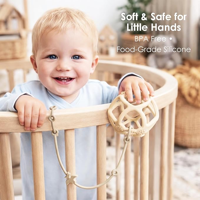 Andy Bear Toy Straps for Baby Toy Safety Straps Silicone High Chair Toy Straps Toddler Bottle Straps for Strollers, High Chair, Cribs, Car Seat, Stroller Accessories, Dinosaur Toys Straps 4PK Sage
