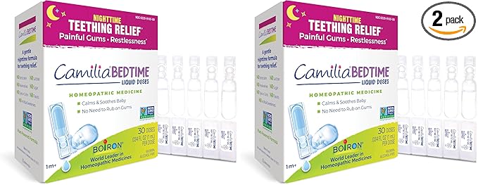 Boiron Camilia Bedtime Liquid Doses for Nighttime Teething Relief, Painful Gums, Restlessness, and Irritability -, 30 Count (Pack of 2)