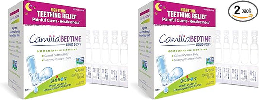 Boiron Camilia Bedtime Liquid Doses for Nighttime Teething Relief, Painful Gums, Restlessness, and Irritability -, 30 Count (Pack of 2)